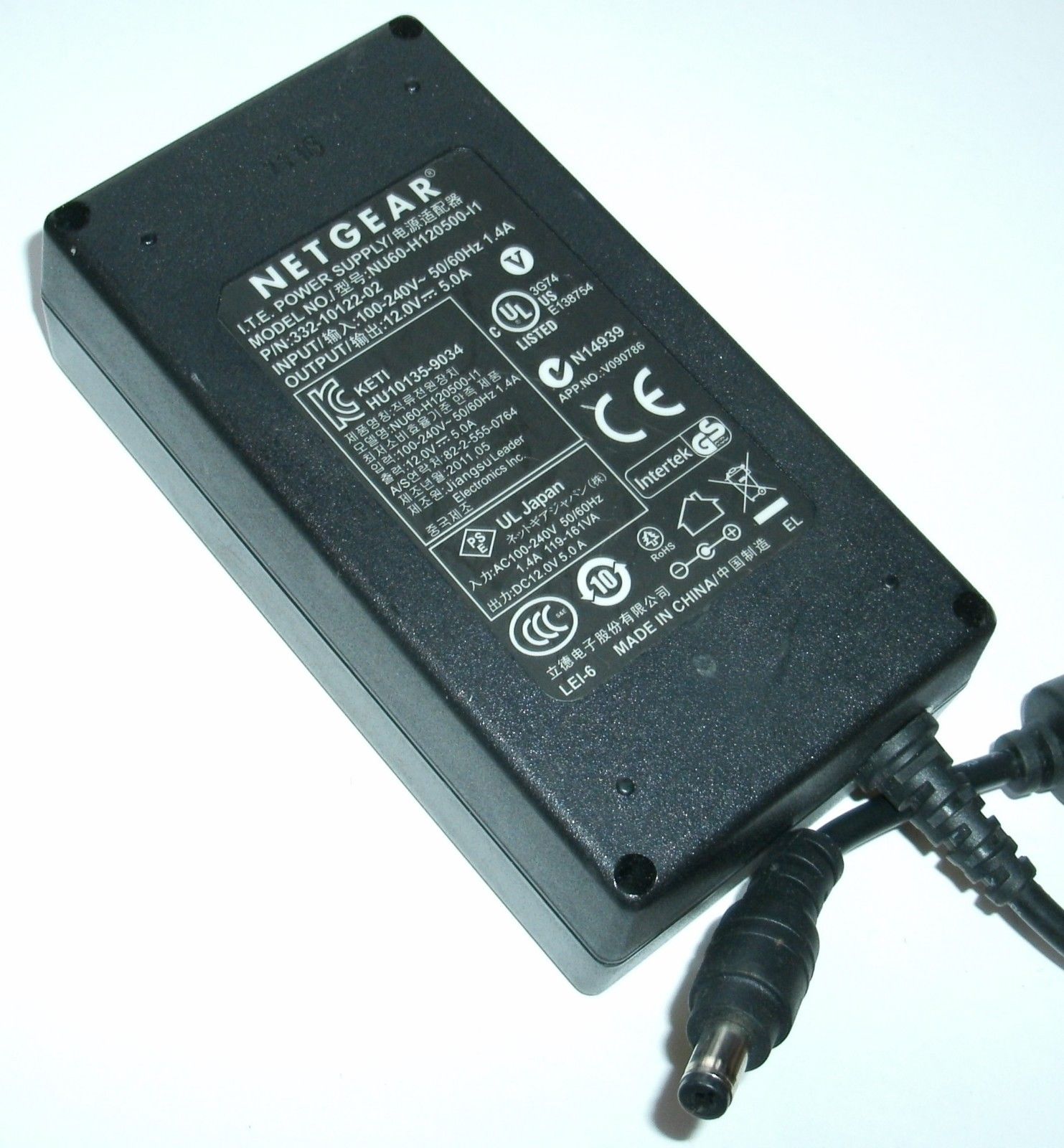 New NETGEAR NU60-H120500-I1 332-10122-02 POWER SUPPLY 12V 5.0A